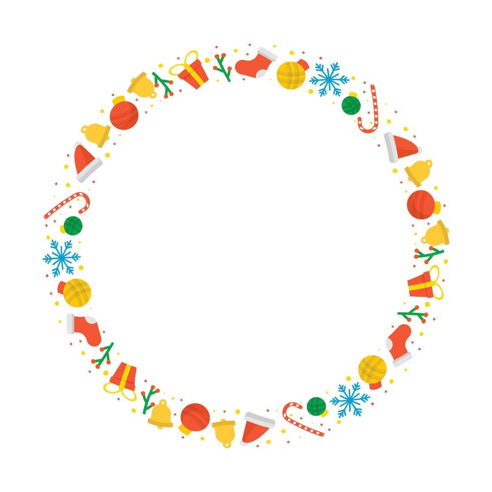 Frame template for christmas season celebration, christmas wreath concept vector