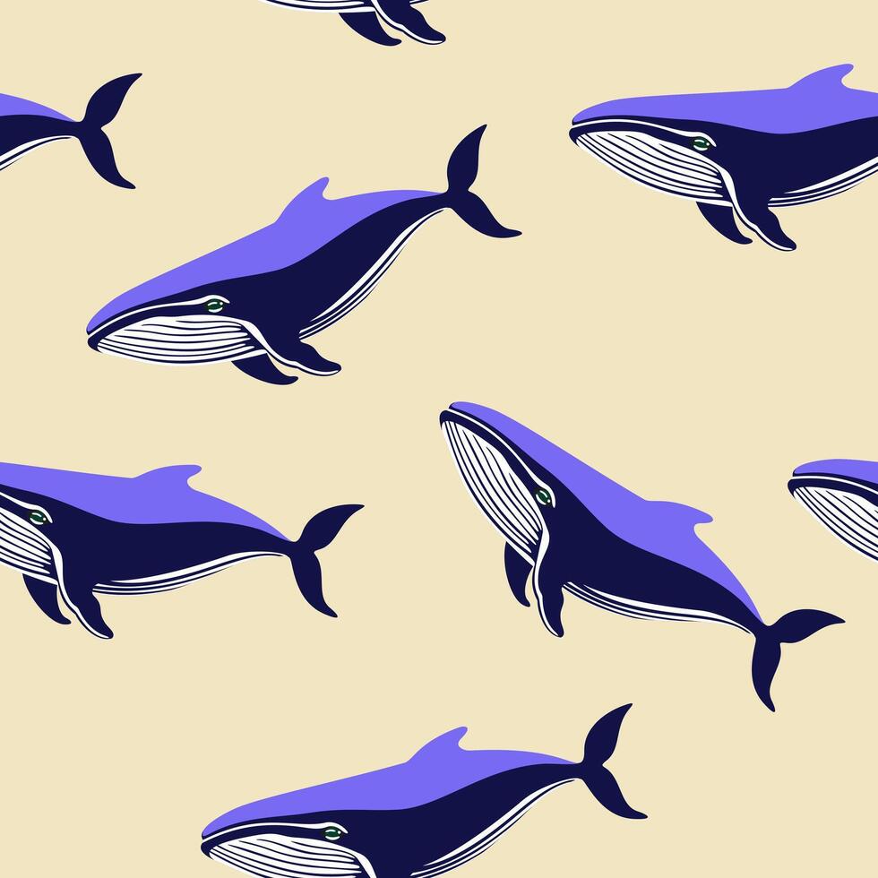 Whale seamless pattern vector