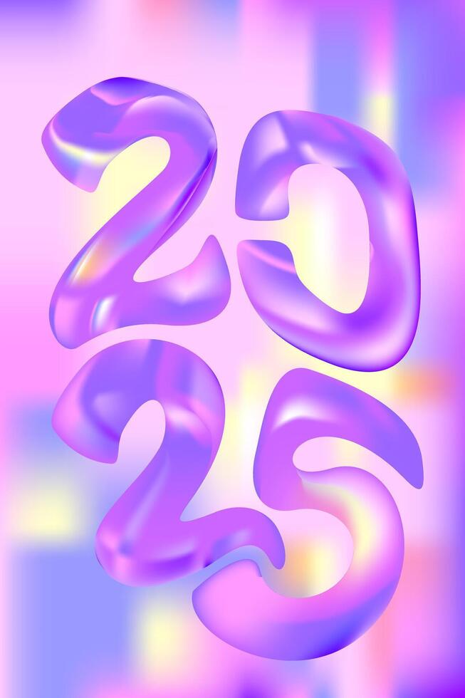 2025. Happy New Year. Bright purple lettering with gradient. illustration vector