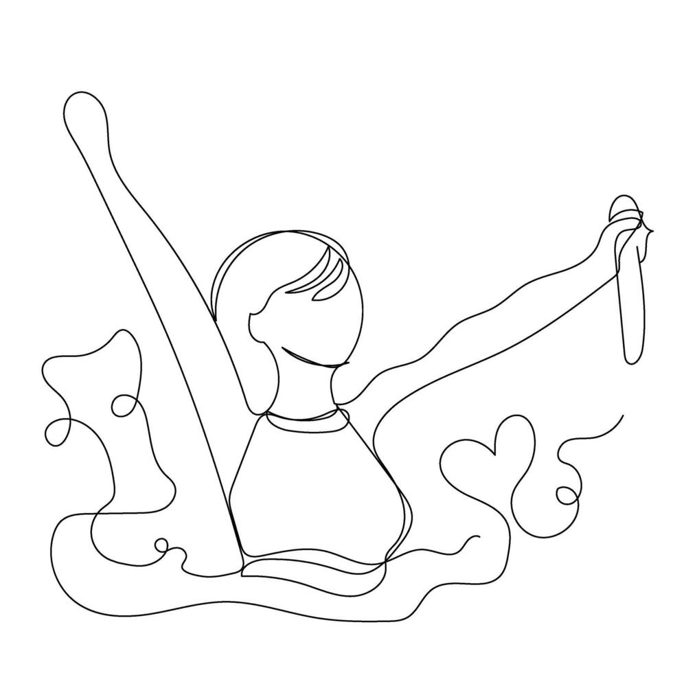 Sketch lifestyle concept minimal girl woman sing a song music karaoke drawing line art. Female song music superstar voice with white ioslated background. Abstract,illustration. vector