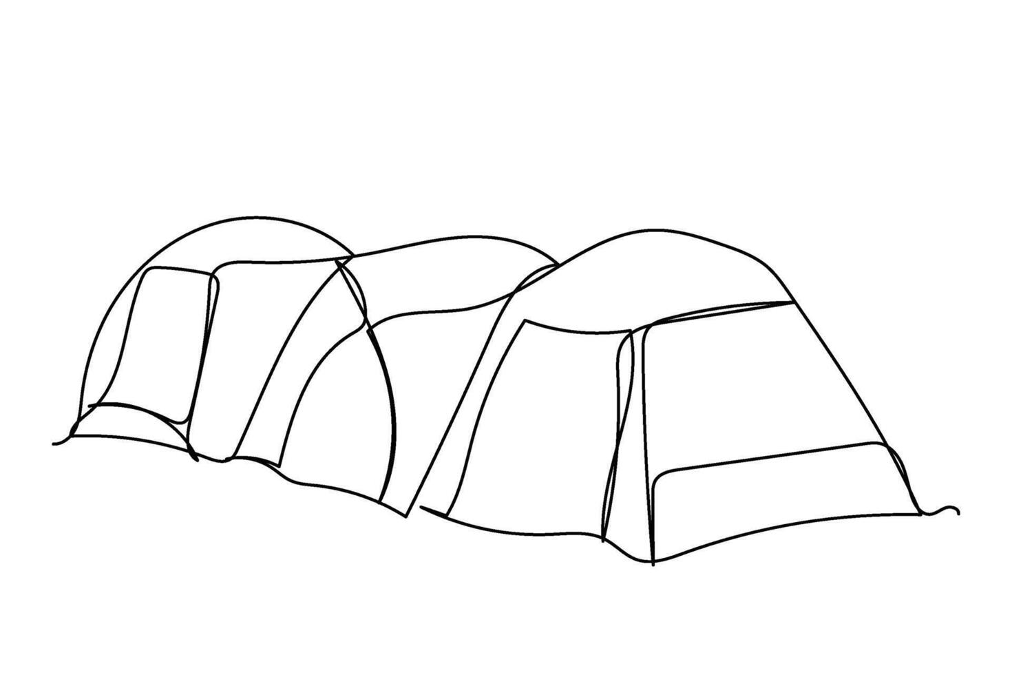 Sketch outline concept minimal travel camp picnic backpack drawing continuous line art. Camping hiking adventure concept hand drawn with white ioslated background. Abstract,illustration. vector