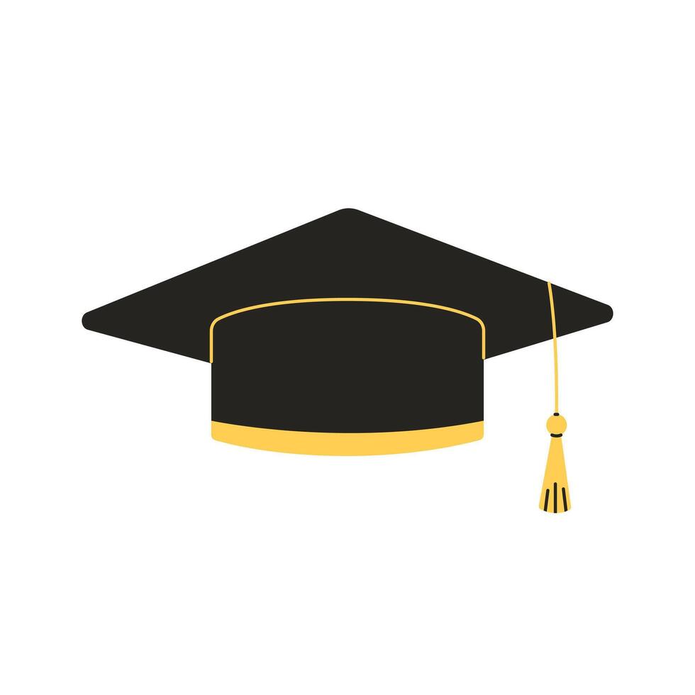 Graduation hat. College, high school, education. Square academic cap. Symbol of bachelor's and master's degree vector