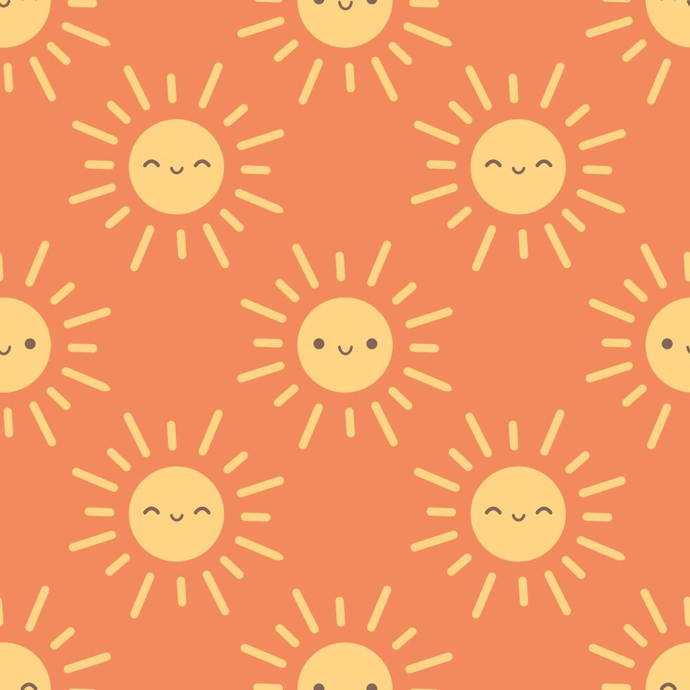 Minimalist abstract seamless pattern with sun characters. Seamless pattern for wallpaper, textile, fabric, wrapping paper. vector