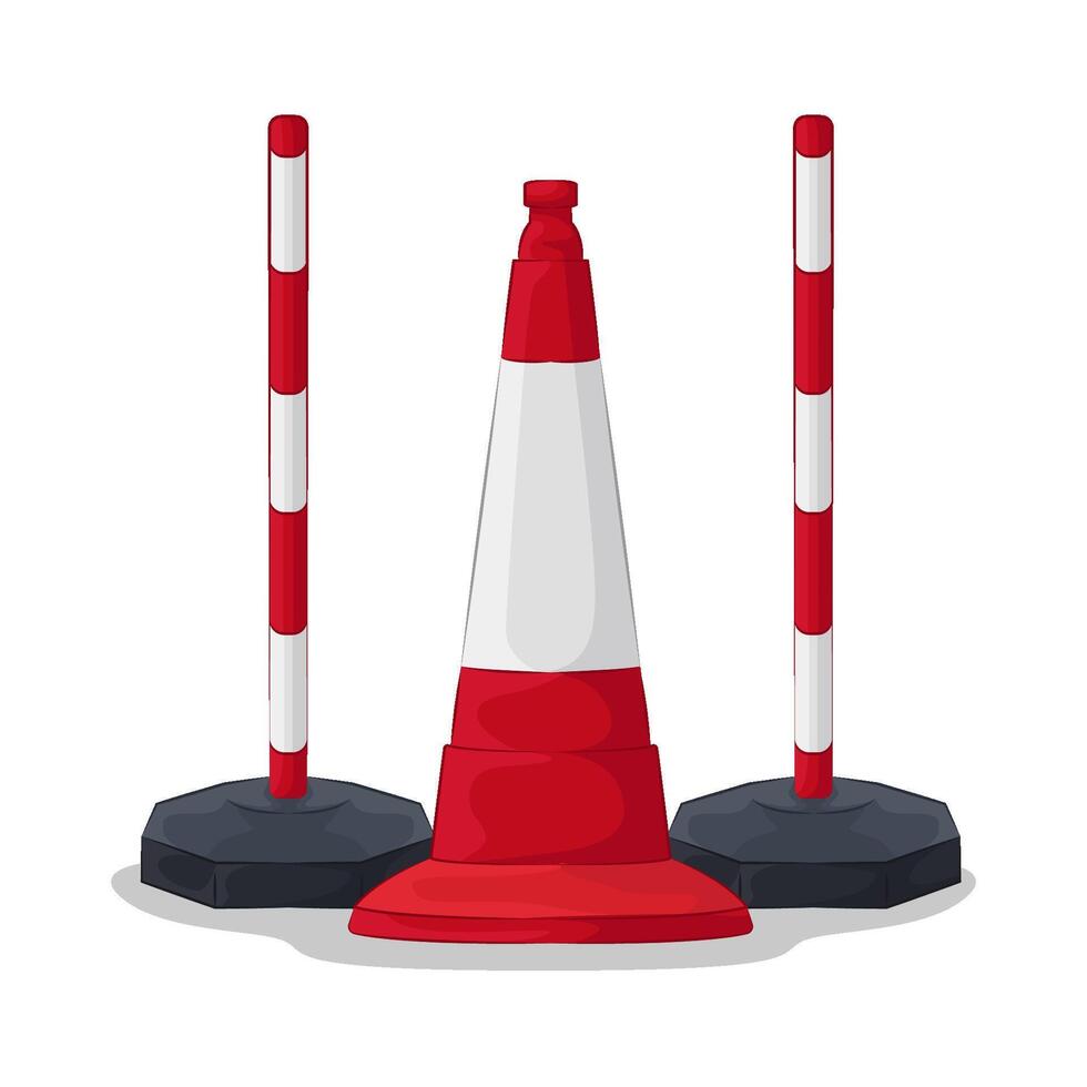 Illustration of traffic cone and traffic pole vector