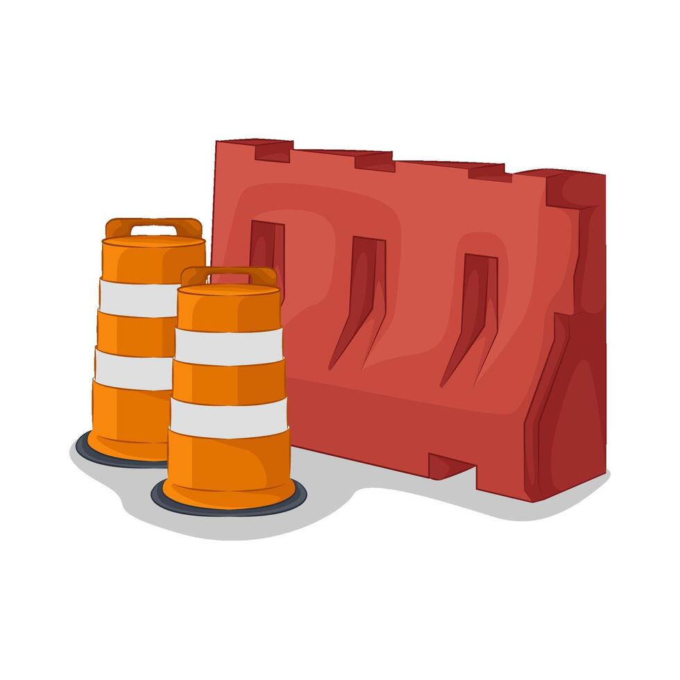Illustration of traffic cone and road barrier vector