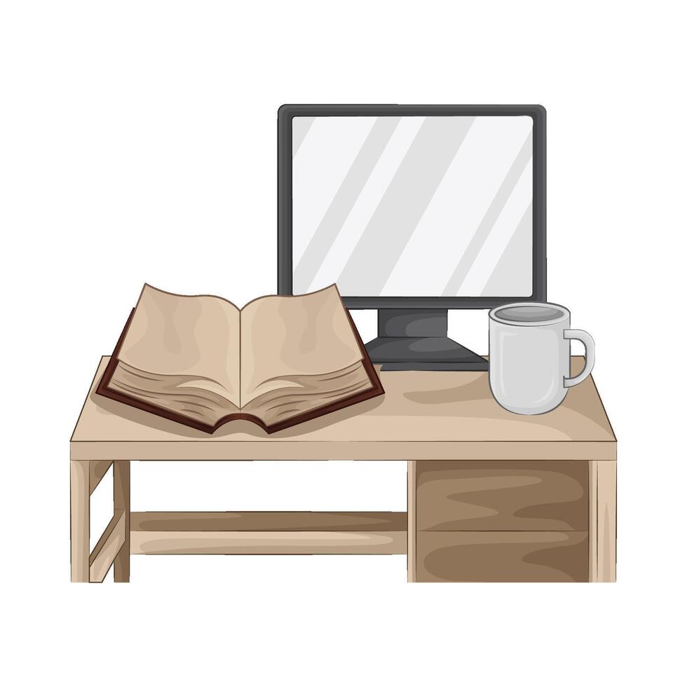 Illustration of study desk vector