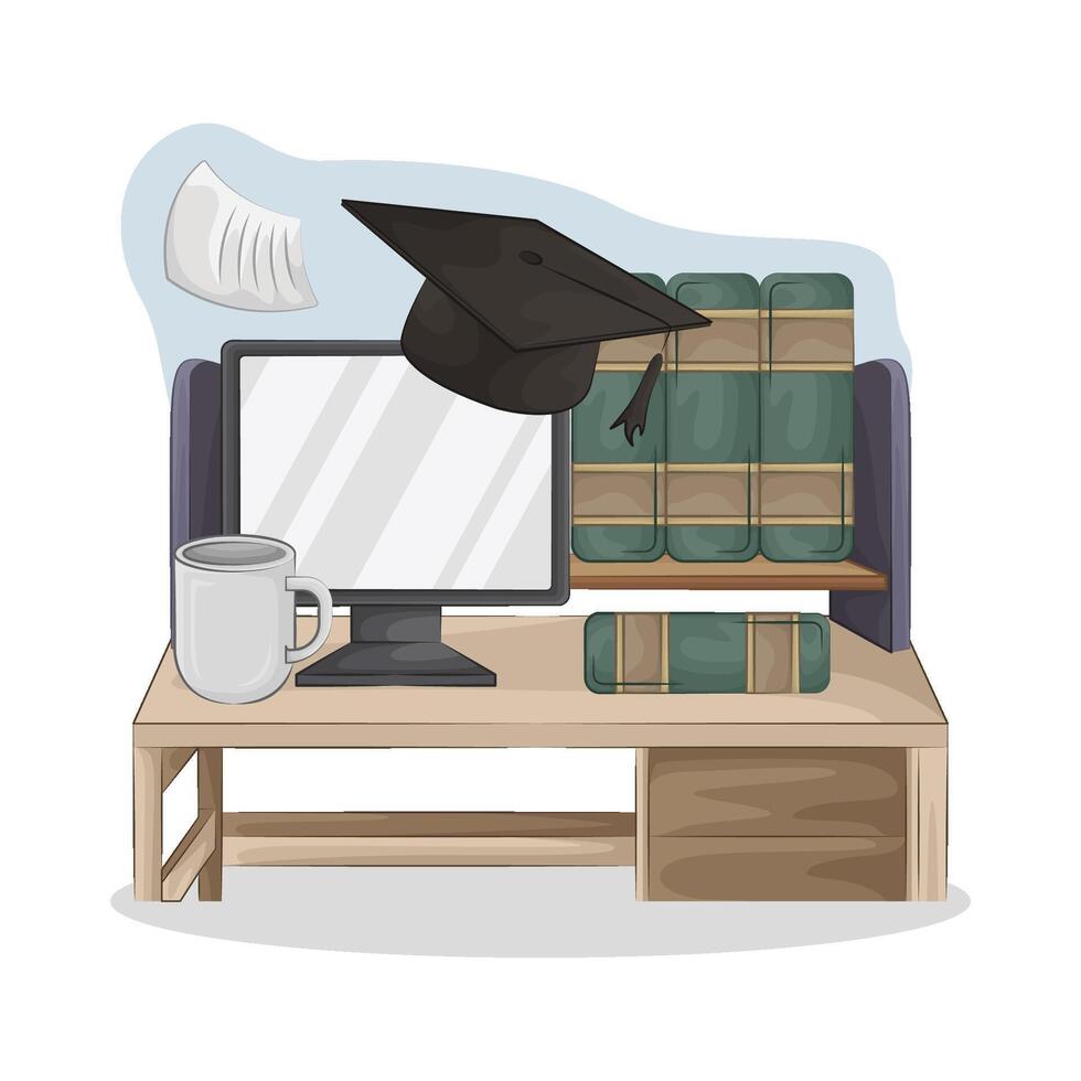 Illustration of study desk vector