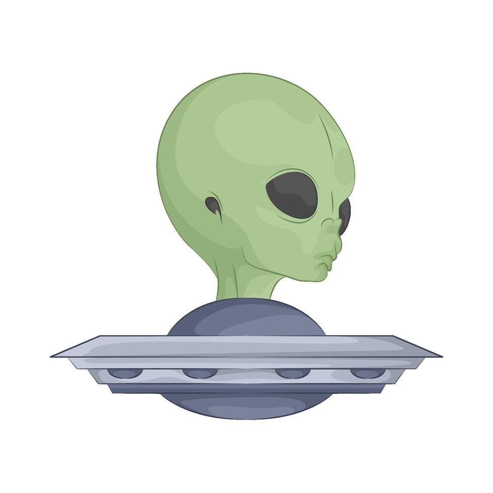 Illustration of alien and UFO vector
