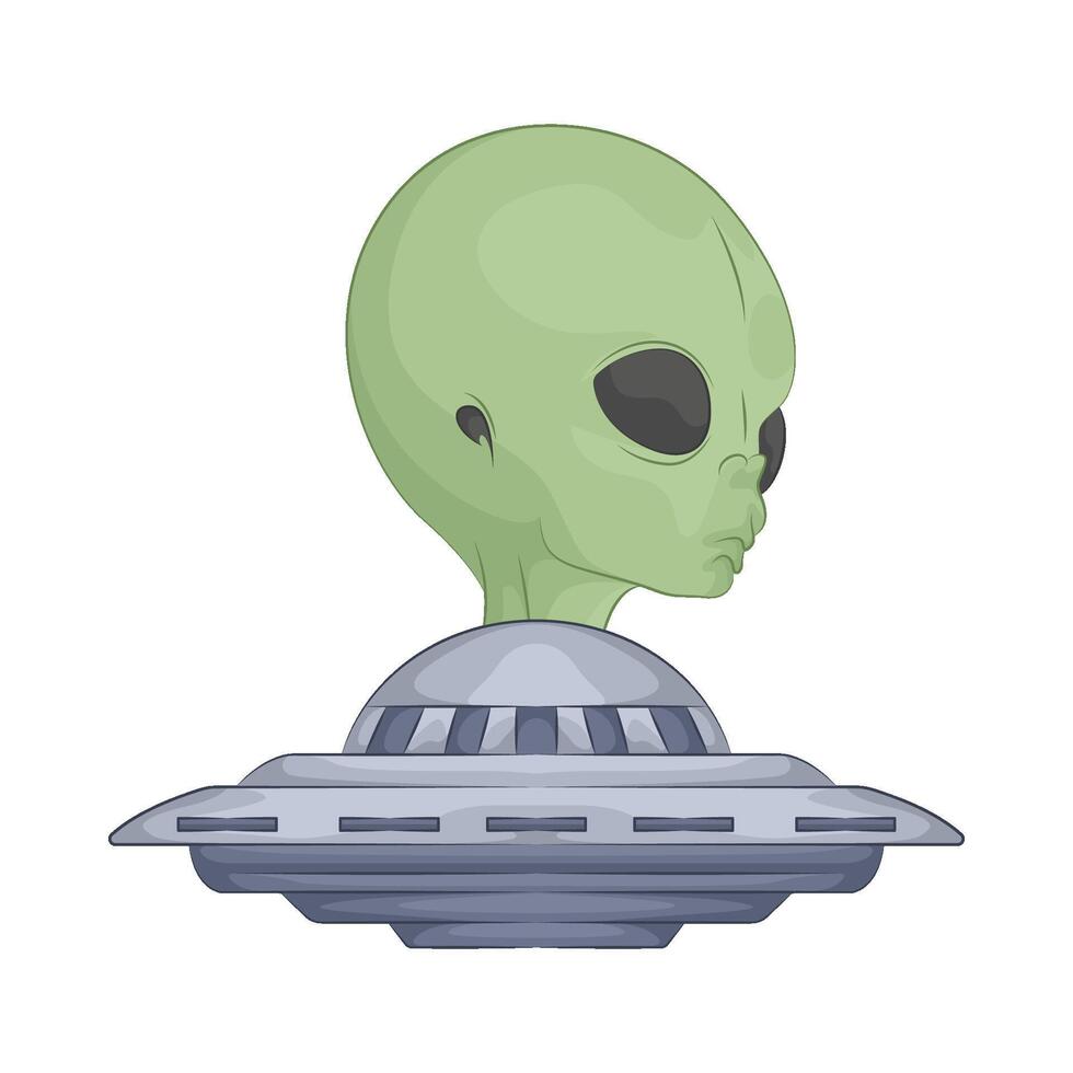 Illustration of alien and UFO vector