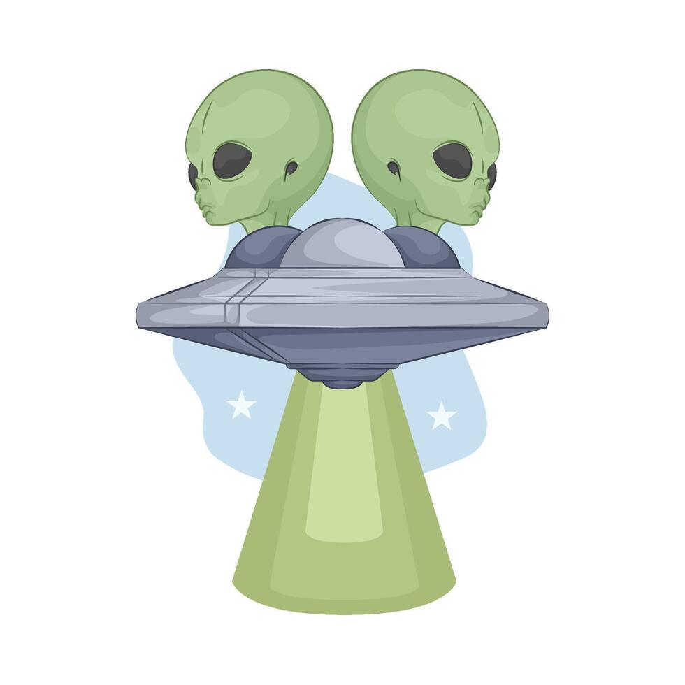 Illustration of alien and UFO vector