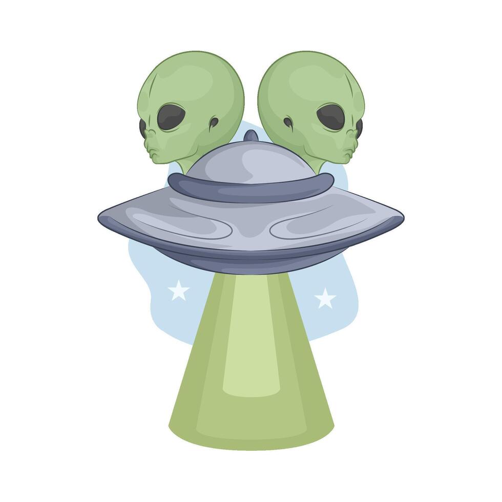 Illustration of alien and UFO vector