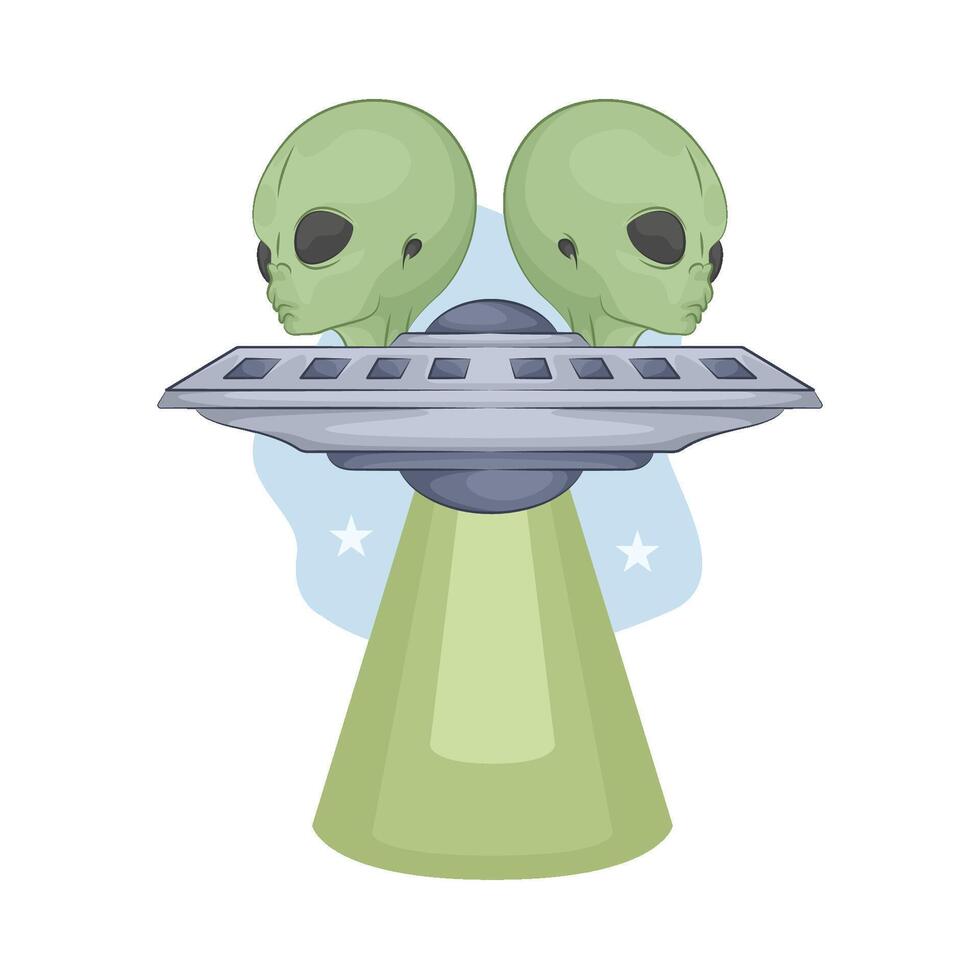 Illustration of alien and UFO vector