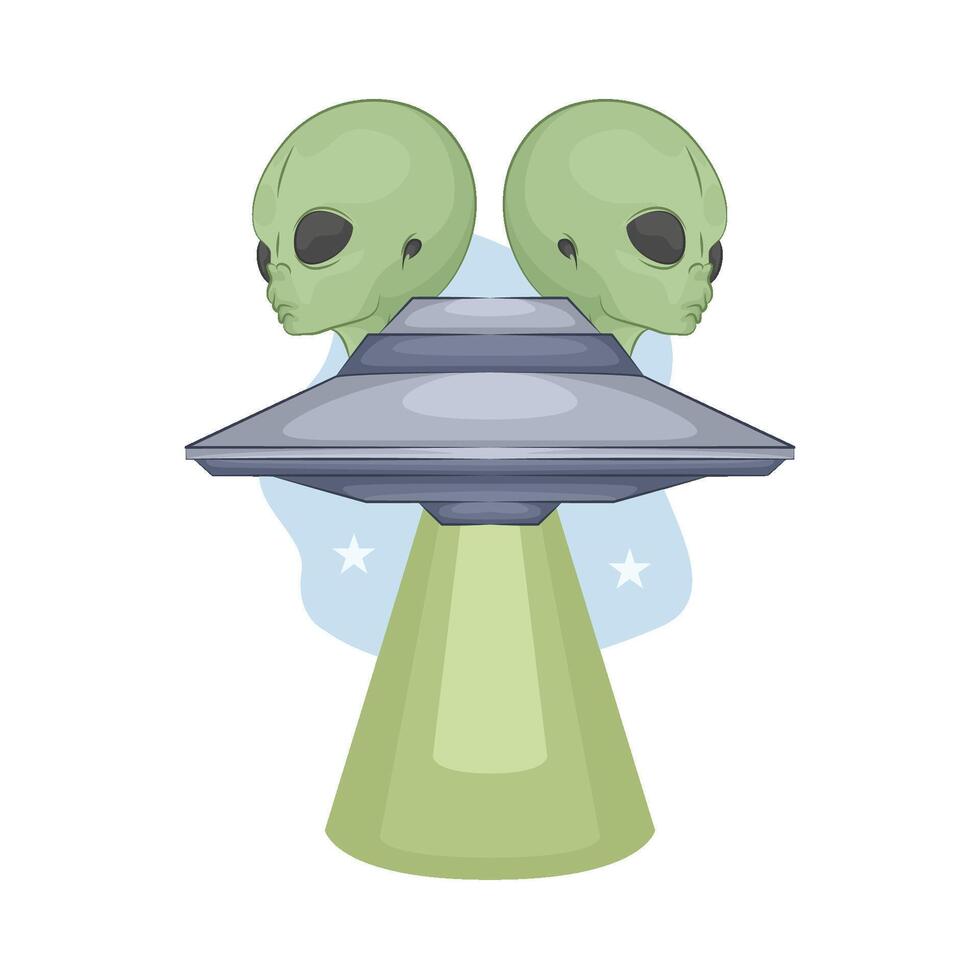 Illustration of alien and UFO vector