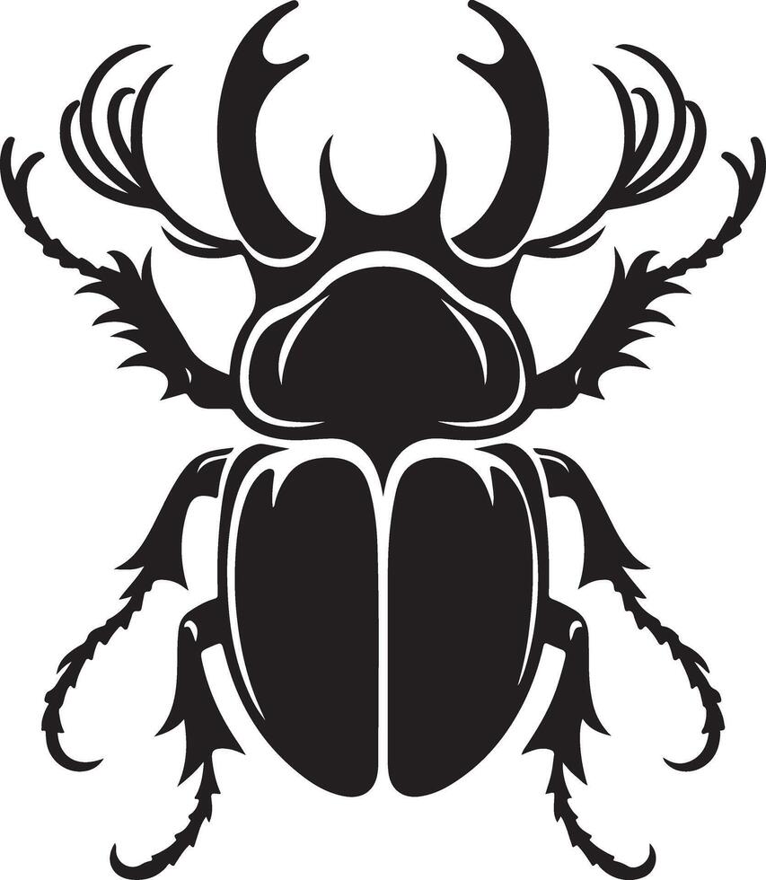beetle silhouette, insect, white background, isolated vector