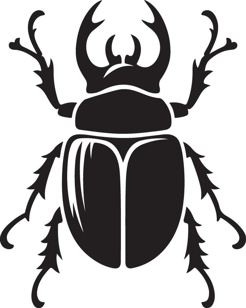 beetle silhouette, insect, white background, isolated vector