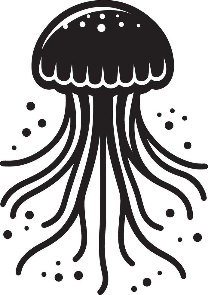 Jellyfish silhouettes, isolated on white background. animal illustrator. vector