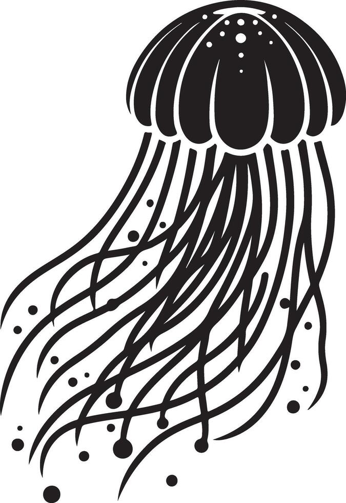Jellyfish silhouettes, isolated on white background. animal illustrator. vector