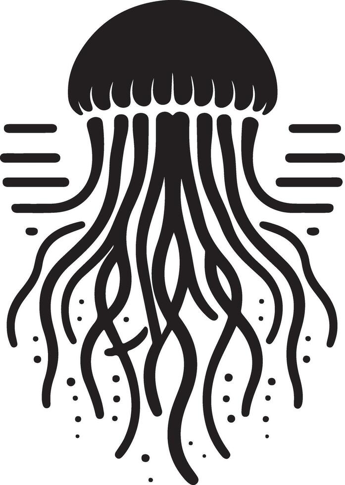 Jellyfish silhouettes, isolated on white background. animal illustrator. vector