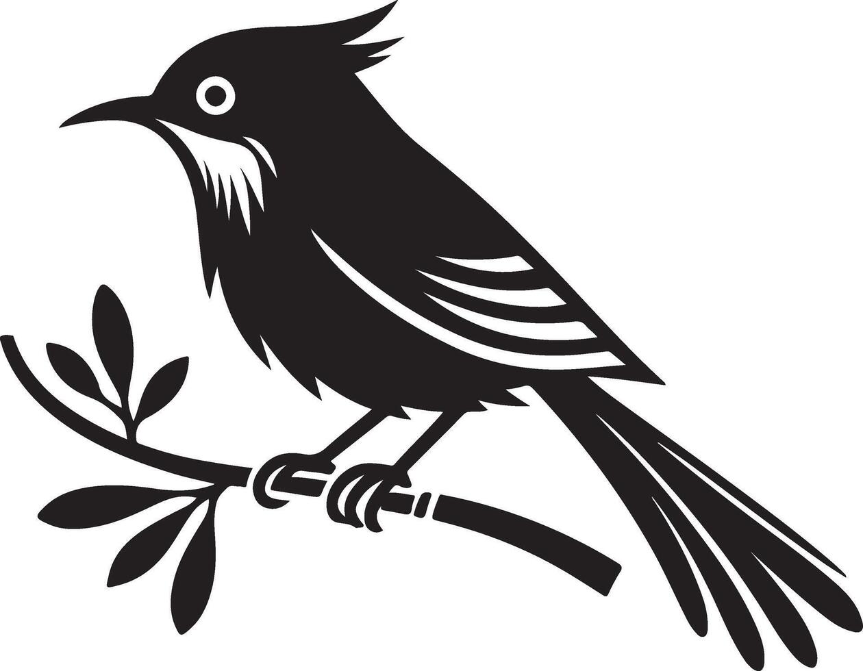 Black artwork illustration of a flying robin bird silhouette, capturing the graceful motion and elegance of this avian in a simple yet striking design. vector