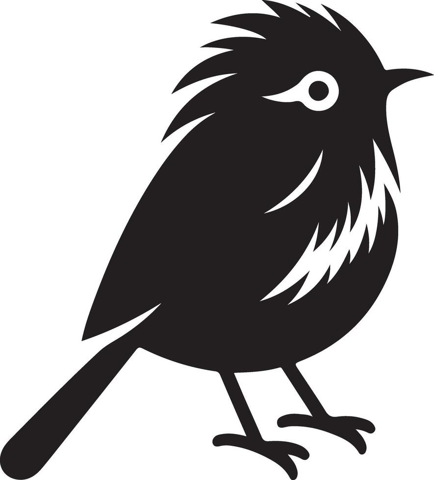 Black artwork illustration of a flying robin bird silhouette, capturing the graceful motion and elegance of this avian in a simple yet striking design. vector