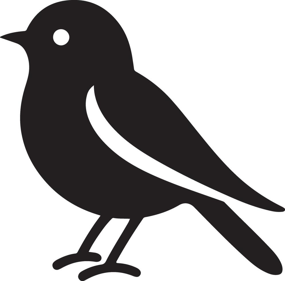 Black artwork illustration of a flying robin bird silhouette, capturing the graceful motion and elegance of this avian in a simple yet striking design. vector