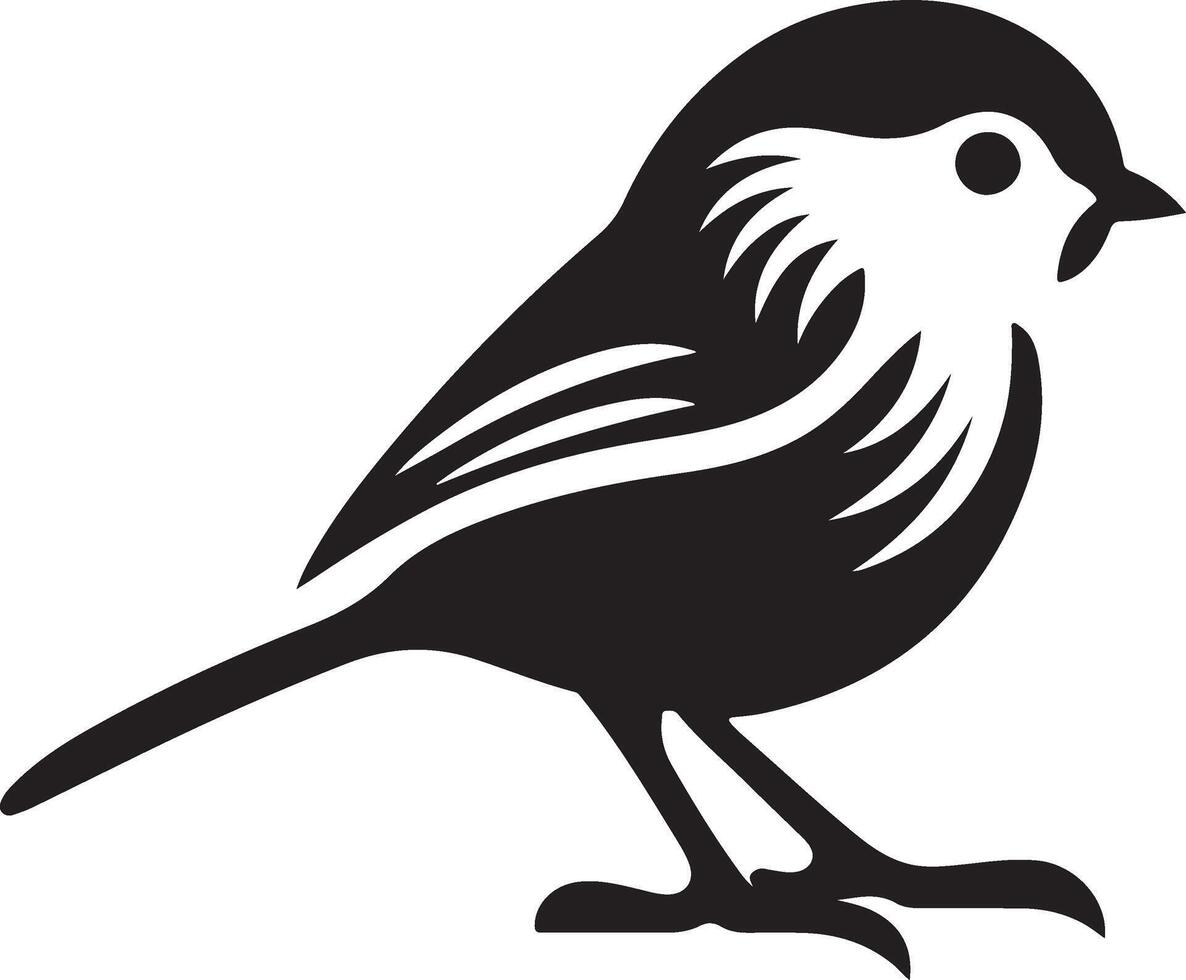 Black artwork illustration of a flying robin bird silhouette, capturing the graceful motion and elegance of this avian in a simple yet striking design. vector