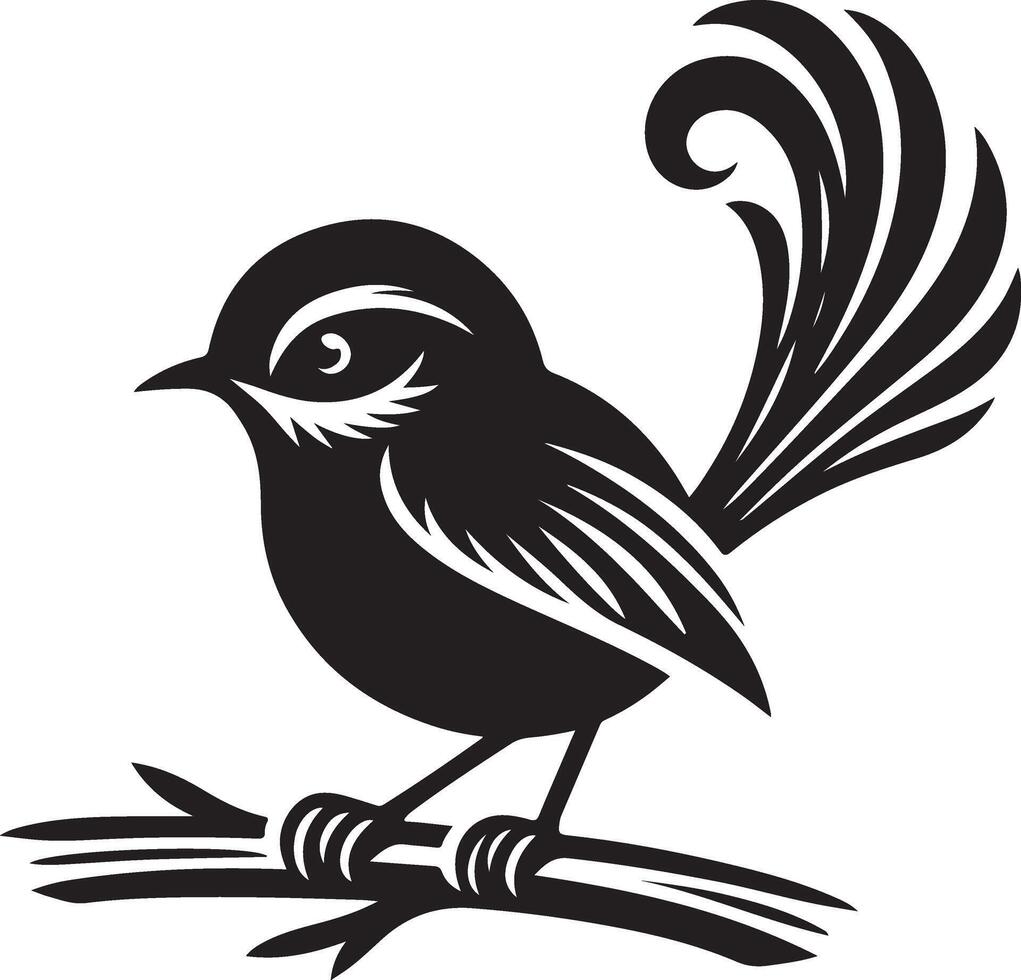 Black artwork illustration of a flying robin bird silhouette, capturing the graceful motion and elegance of this avian in a simple yet striking design. vector