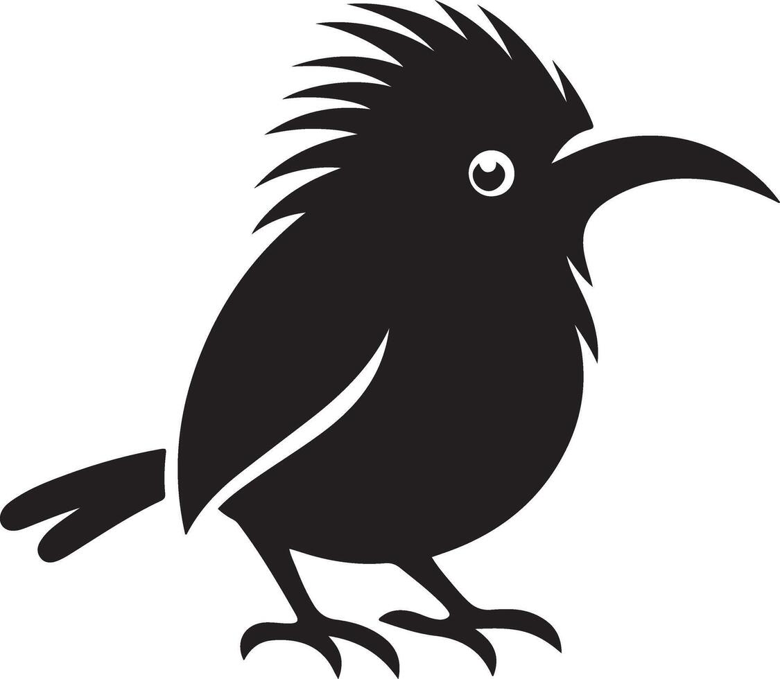 Black artwork illustration of a flying robin bird silhouette, capturing the graceful motion and elegance of this avian in a simple yet striking design. vector