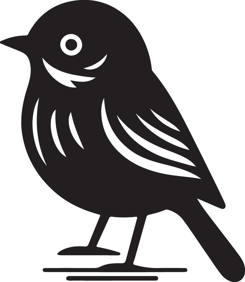 Black artwork illustration of a flying robin bird silhouette, capturing the graceful motion and elegance of this avian in a simple yet striking design. vector