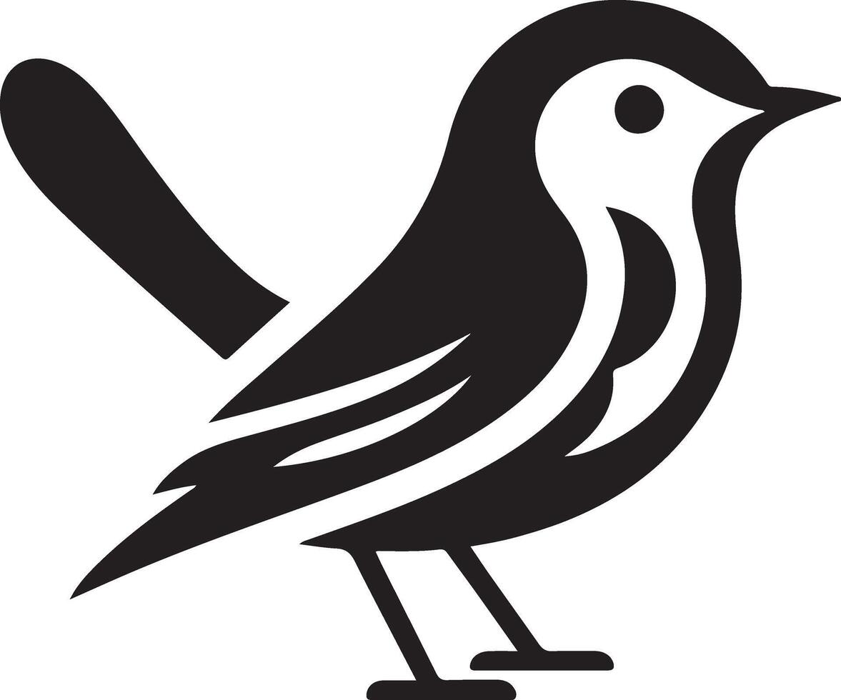 Black artwork illustration of a flying robin bird silhouette, capturing the graceful motion and elegance of this avian in a simple yet striking design. vector