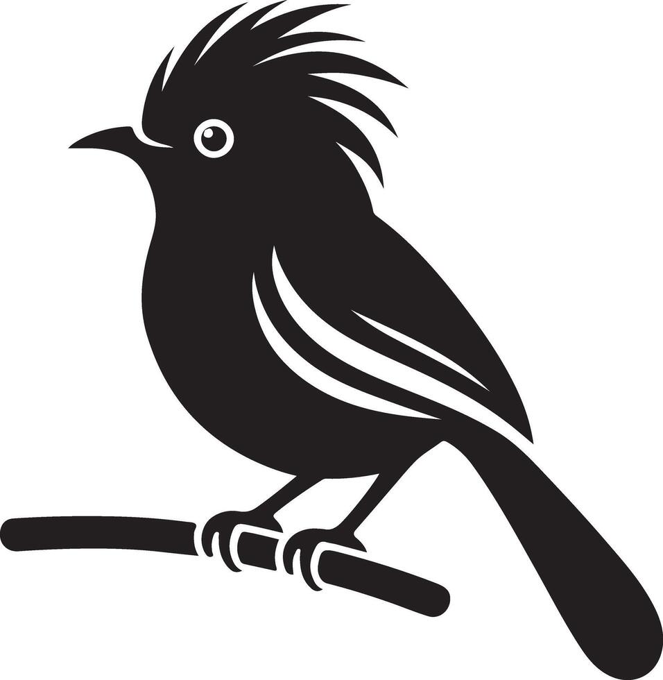 Black artwork illustration of a flying robin bird silhouette, capturing the graceful motion and elegance of this avian in a simple yet striking design. vector