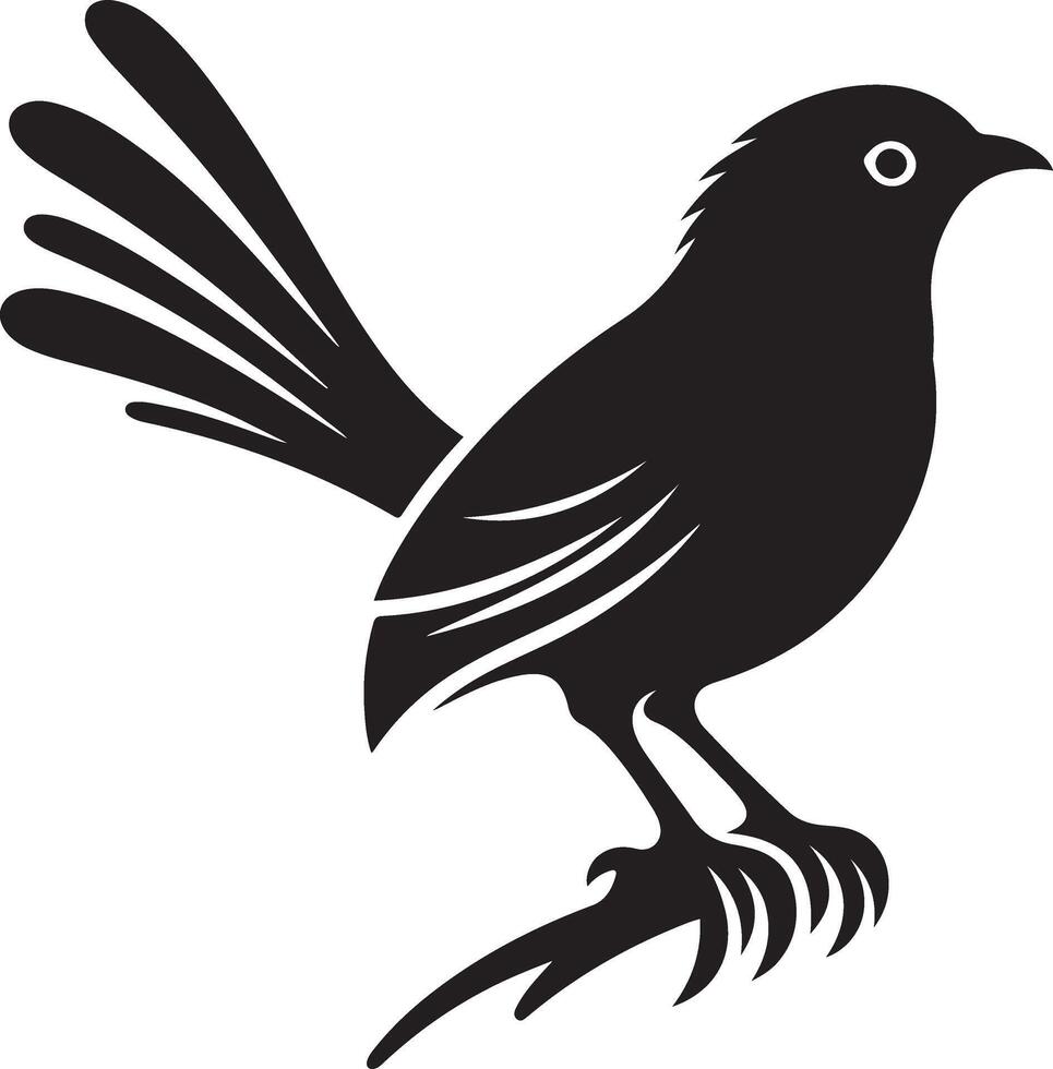 Black artwork illustration of a flying robin bird silhouette, capturing the graceful motion and elegance of this avian in a simple yet striking design. vector