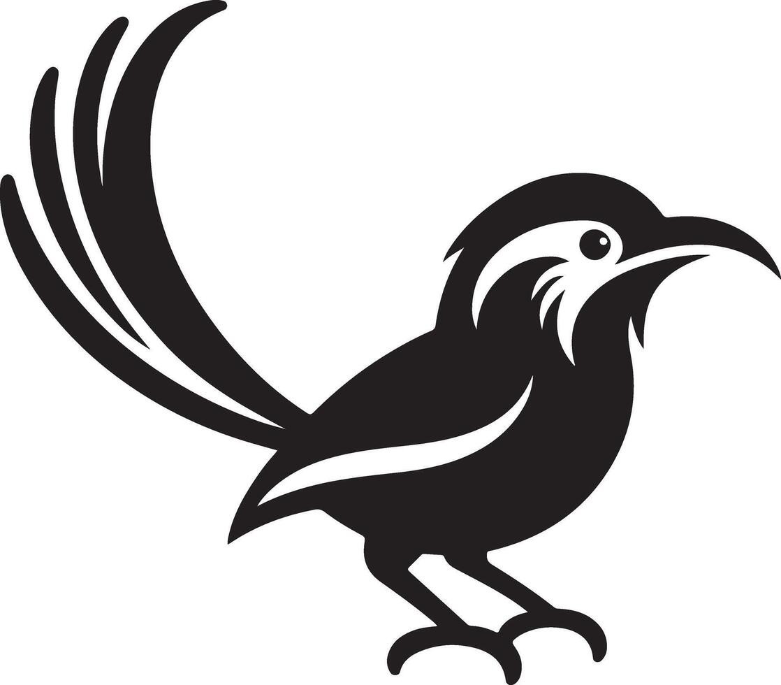 Black artwork illustration of a flying robin bird silhouette, capturing the graceful motion and elegance of this avian in a simple yet striking design. vector