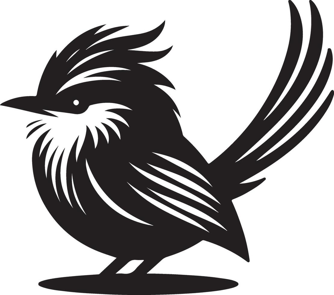 Black artwork illustration of a flying robin bird silhouette, capturing the graceful motion and elegance of this avian in a simple yet striking design. vector