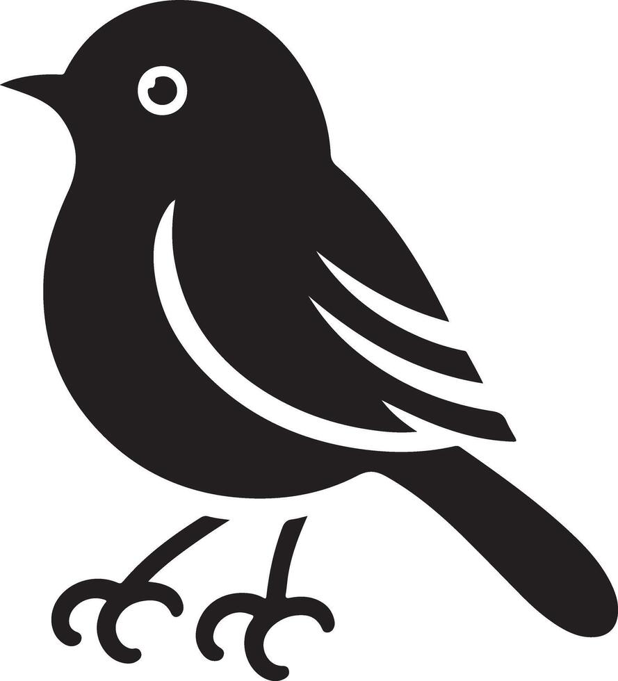 Black artwork illustration of a flying robin bird silhouette, capturing the graceful motion and elegance of this avian in a simple yet striking design. vector