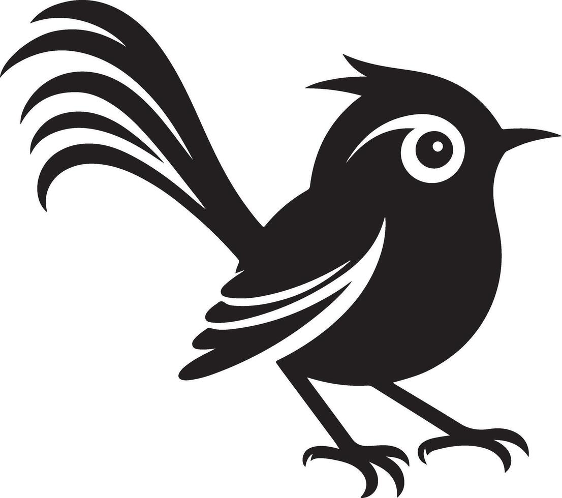 Black artwork illustration of a flying robin bird silhouette, capturing the graceful motion and elegance of this avian in a simple yet striking design. vector