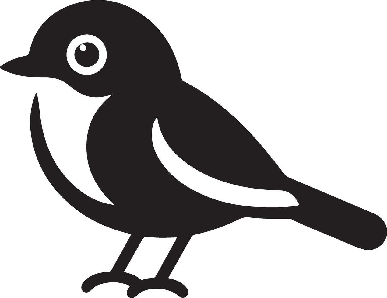 Black artwork illustration of a flying robin bird silhouette, capturing the graceful motion and elegance of this avian in a simple yet striking design. vector