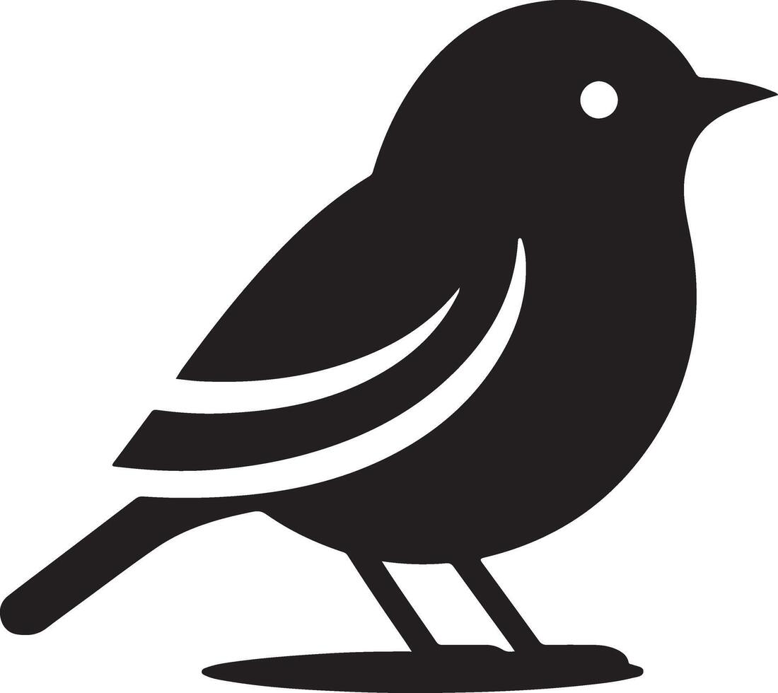 Black artwork illustration of a flying robin bird silhouette, capturing the graceful motion and elegance of this avian in a simple yet striking design. vector