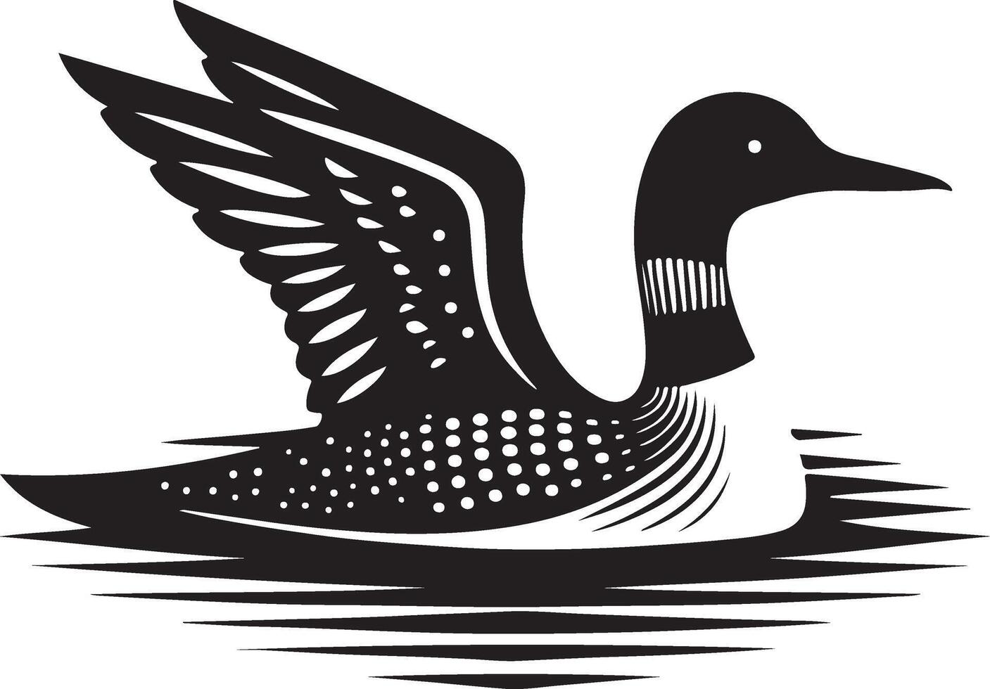 Loon silhouette art illustration with white background vector