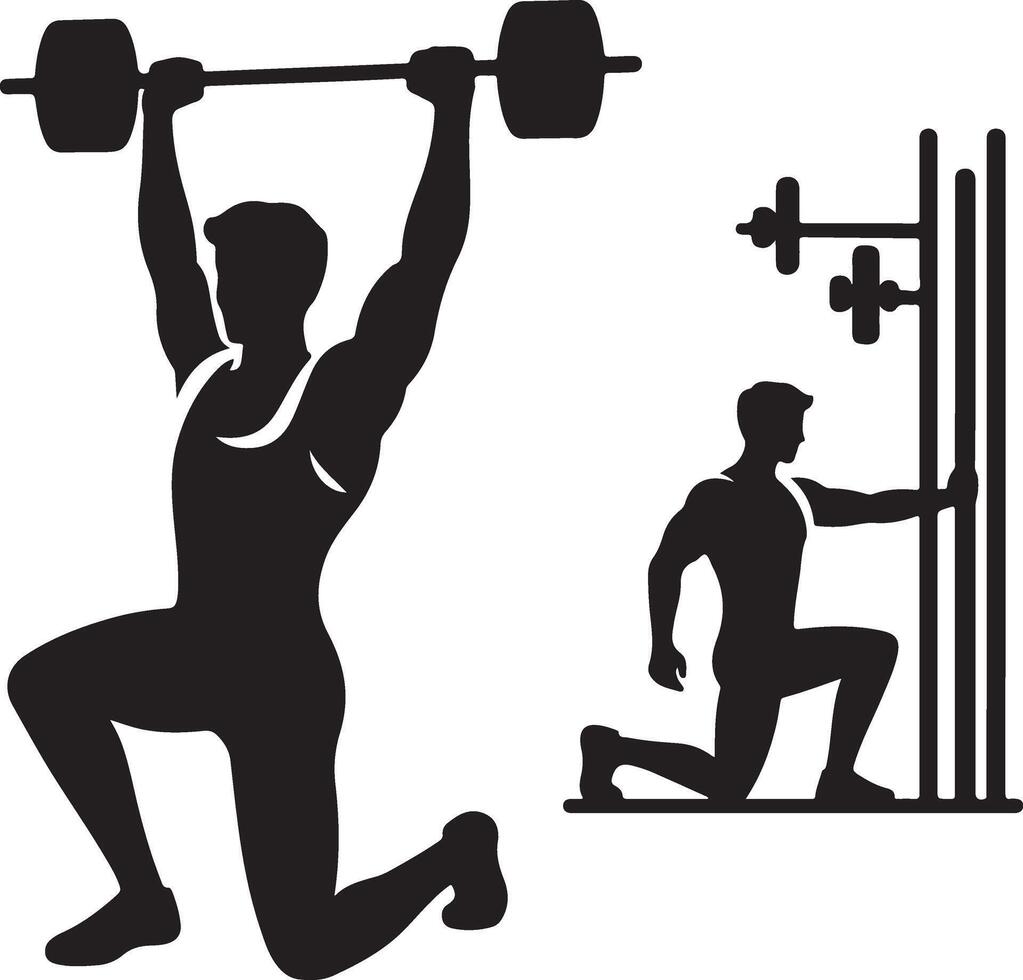silhouette illustration of different male and female athletes which are working out vector