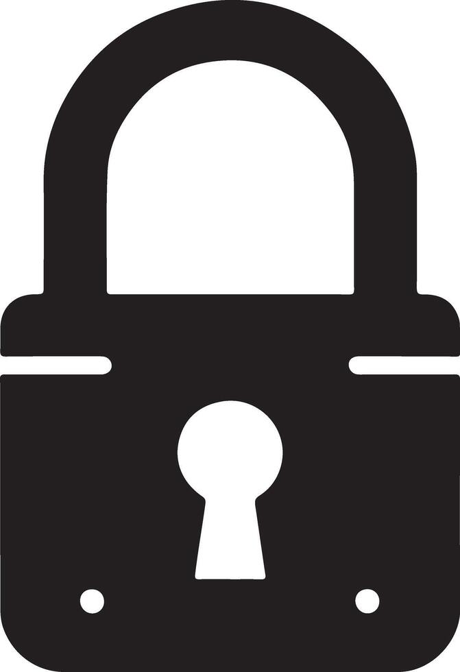Lock icon, black isolated on white background, illustration. vector