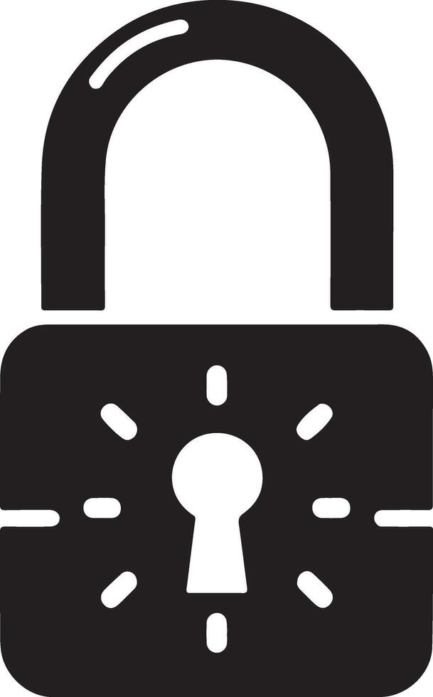 Lock icon, black isolated on white background, illustration. vector