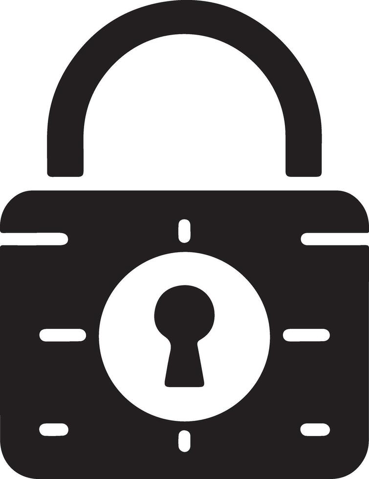 Lock icon, black isolated on white background, illustration. vector