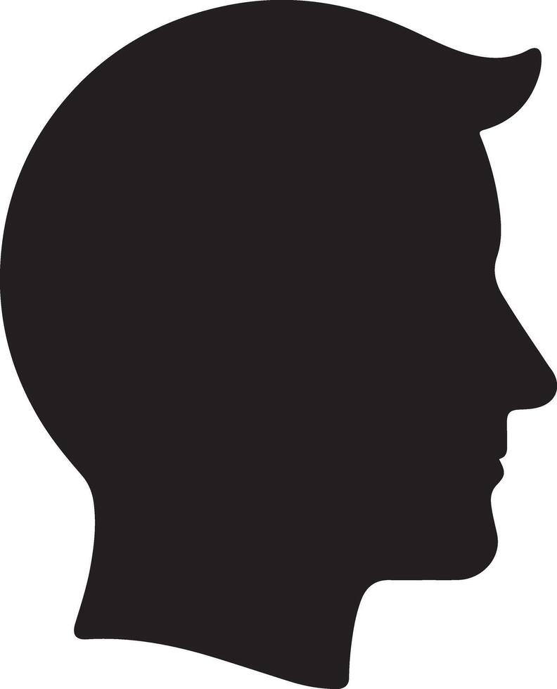 Human head profile black shadow silhouette illustration isolated on white background. Head icon. vector