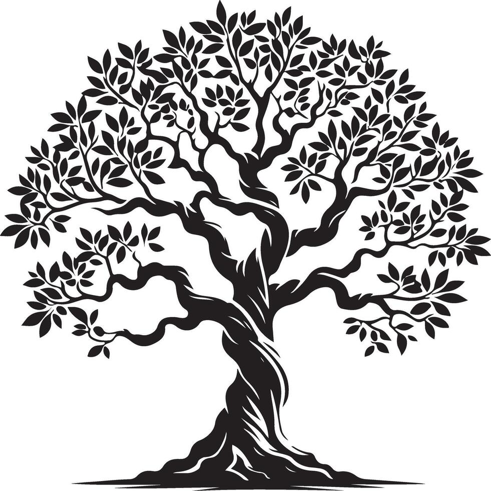 Silhouette of Banyan tree illustrations, hand drawn art isolated vector