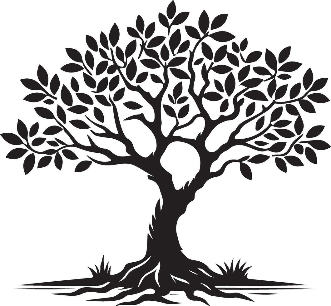Silhouette of Banyan tree illustrations, hand drawn art isolated vector