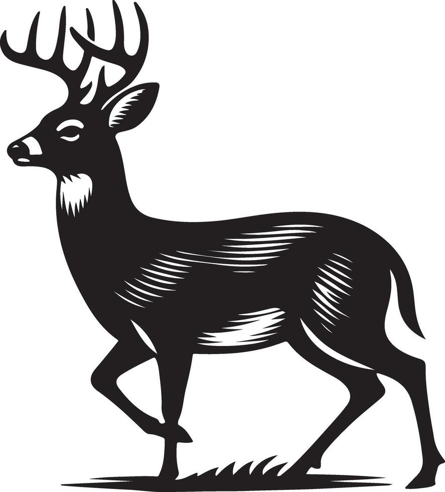 Deer Silhouette Illustration White Background vector