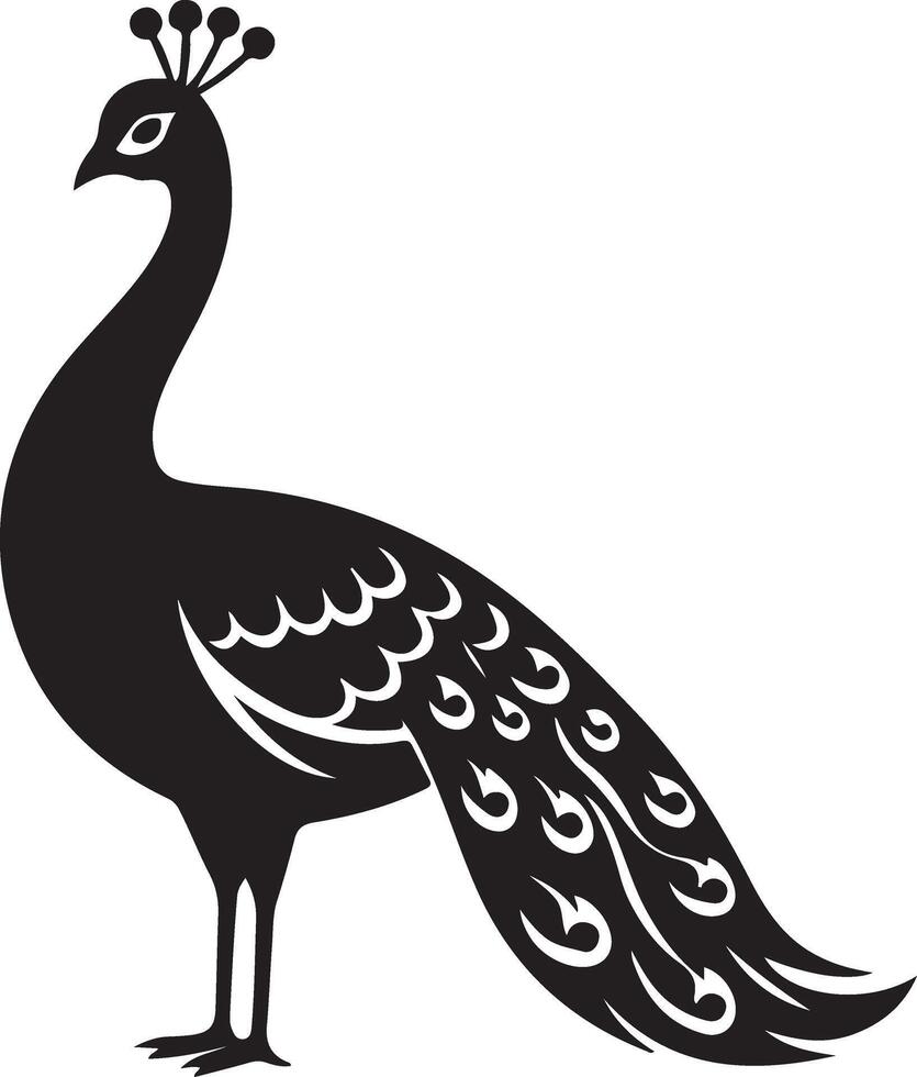 Peacock silhouette isolated on a white background. illustration vector