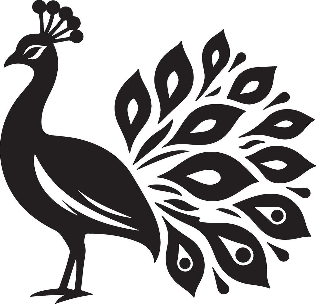 Peacock silhouette isolated on a white background. illustration vector