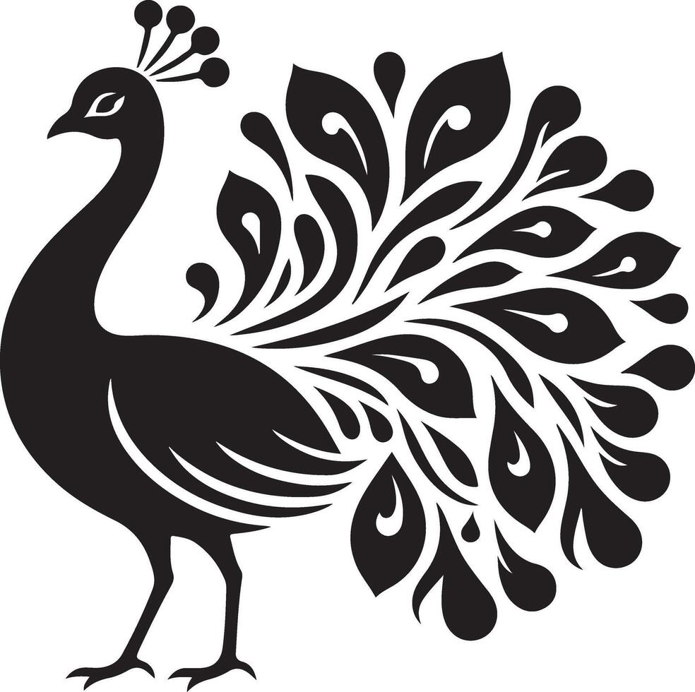Peacock silhouette isolated on a white background. illustration vector